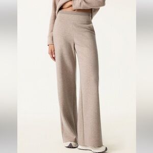 OGL Double Waistband Straight Leg Pants with Pockets in Heather Taupe NWT